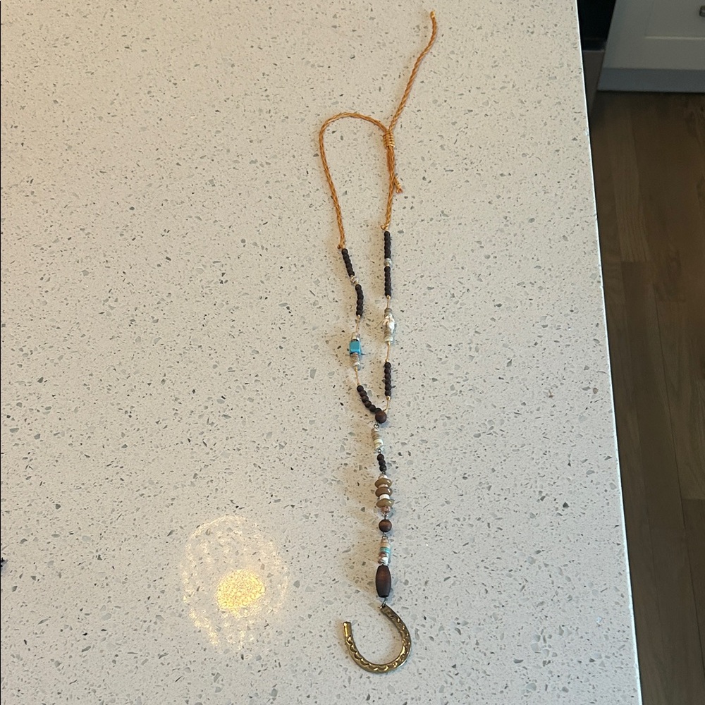 Bohemian Beaded Necklace with Gold Accents